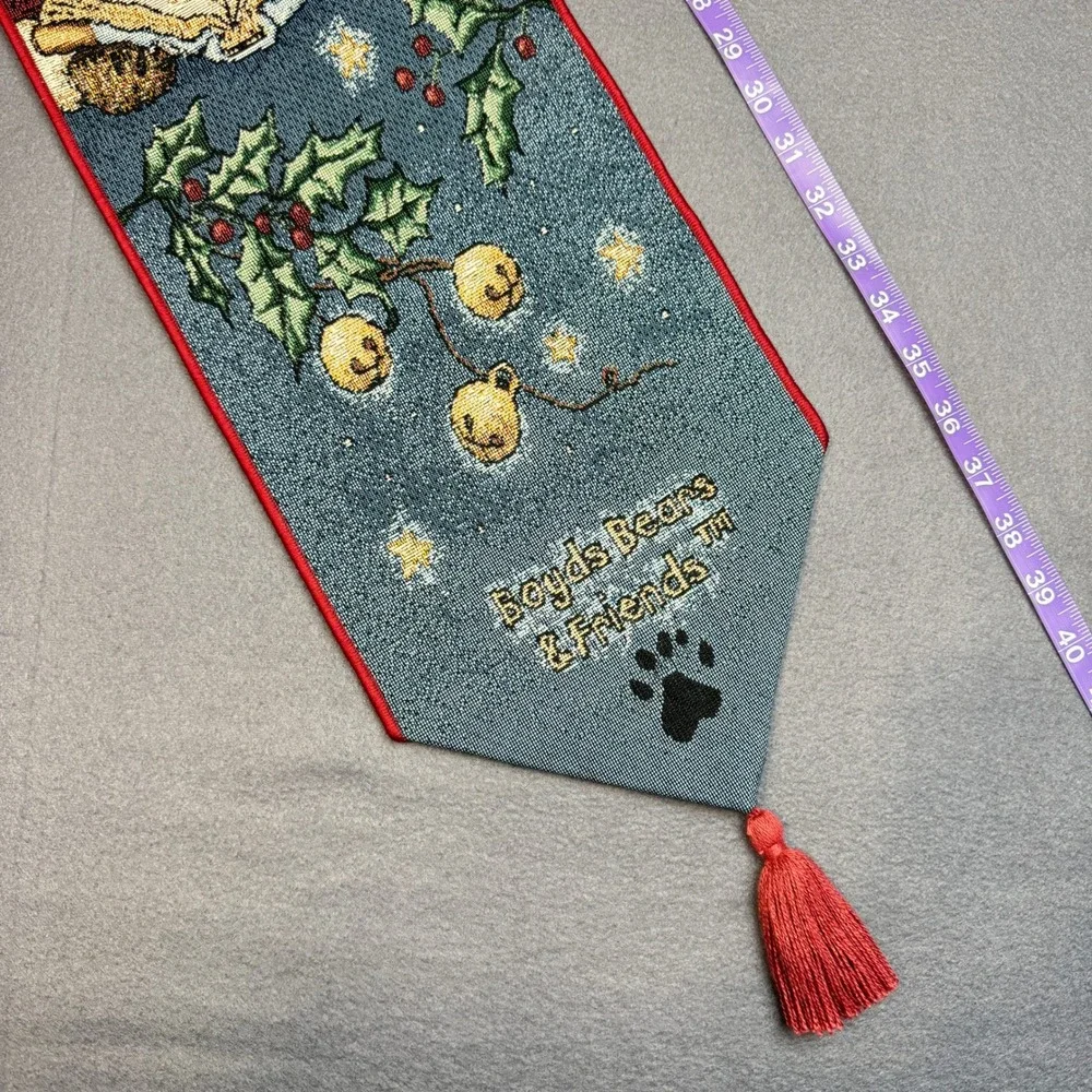 Vtg Boyds‎ Bears Twas Night Before Christmas Long Thin Wall Tapestry Blues Reds